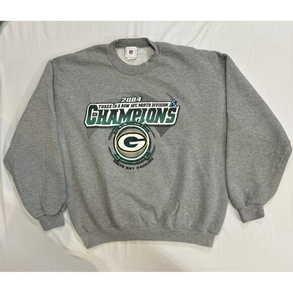 Green Bay Packers 2004 NFC North Champions Long Sleeve Sweat Shirt Size XL P1 - Picture 1 of 12